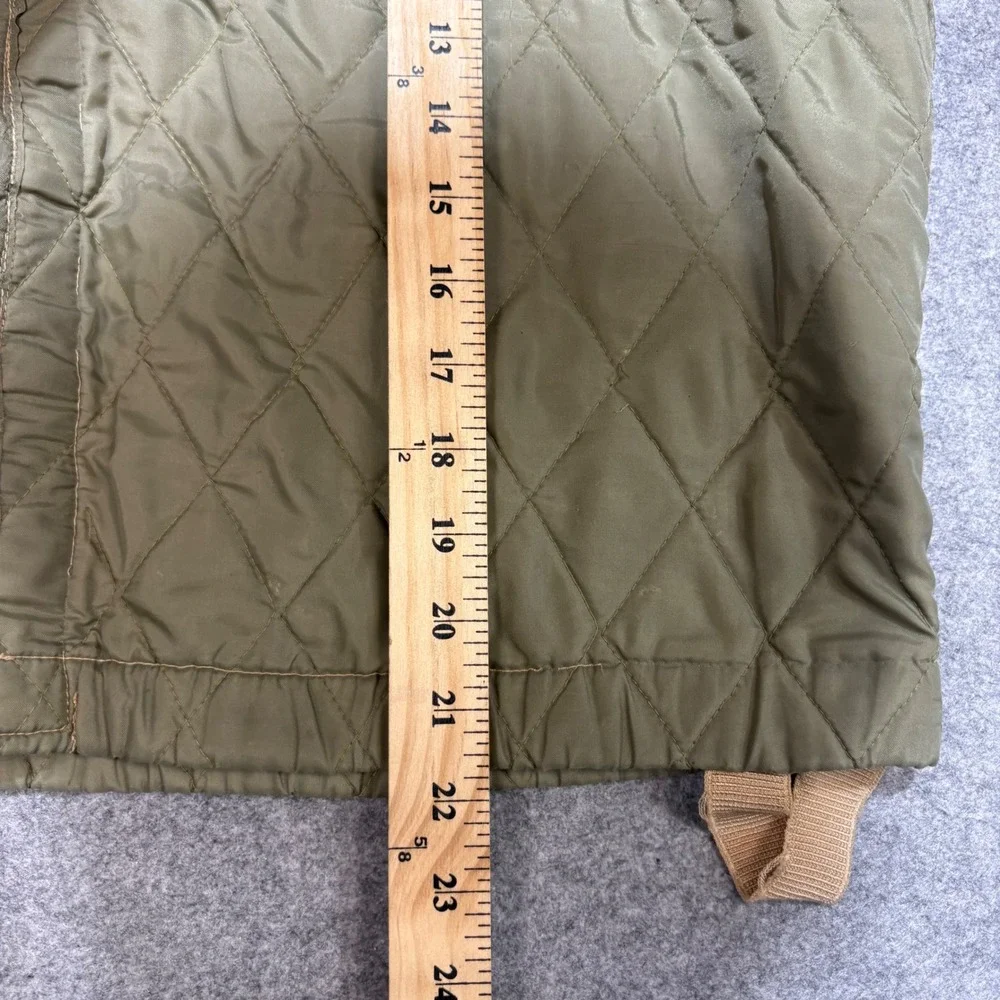Vintage Military Quilted Liner Jacket Olive Green Diamond Quilt Utility Layer